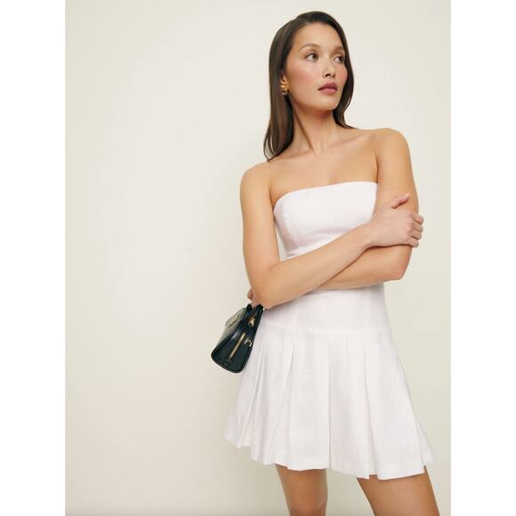 REFORMATION Isabeli Linen Dress Strapless White Sz 6 NWT {RR20} - Picture 2 of 4